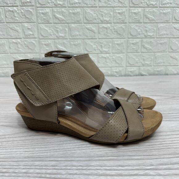 Rockport Cross-Strap Slingback Sandals WMN 8.5 Tan Open Toe Loop Closure Leather - Picture 1 of 8